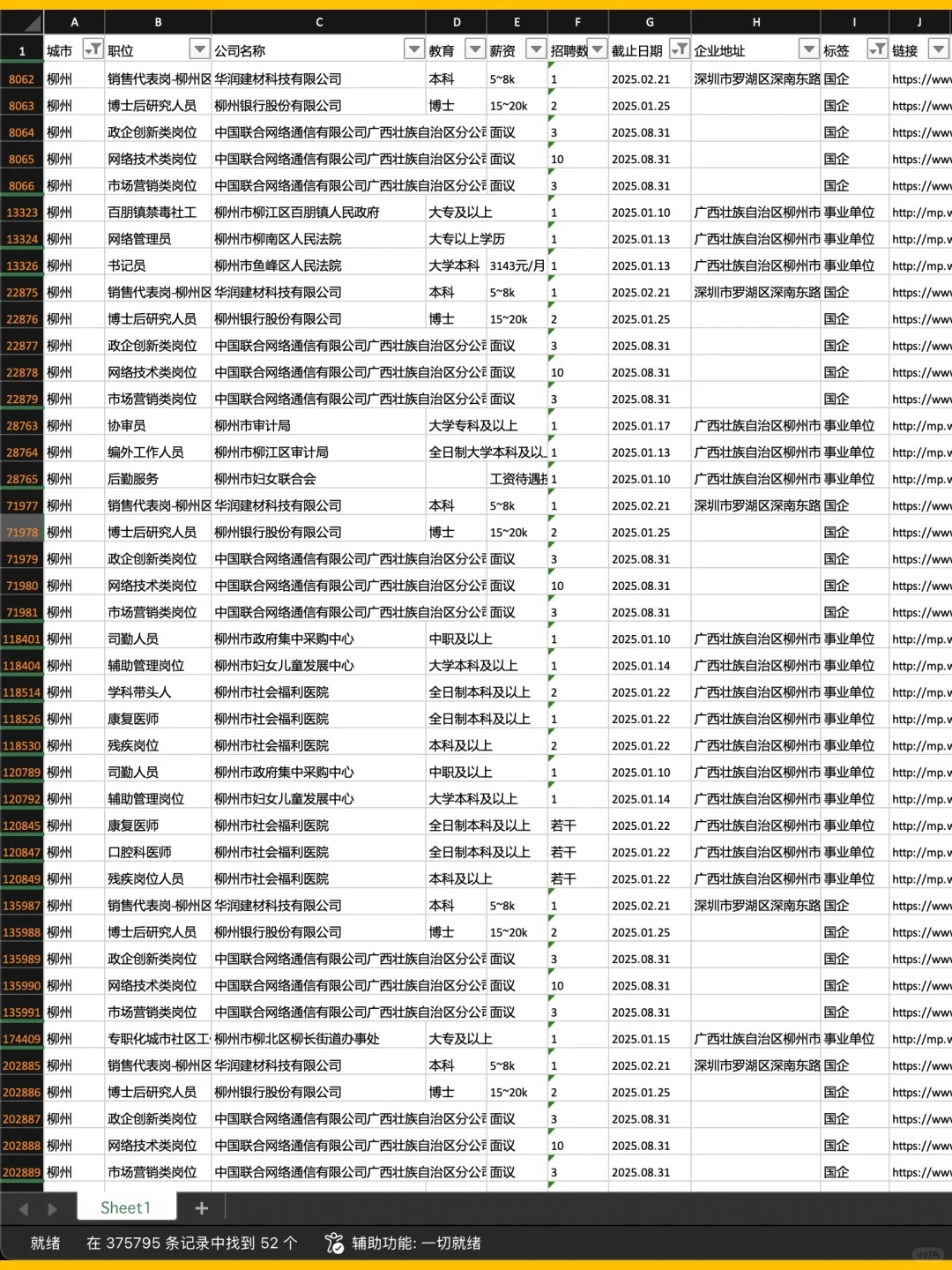 1.21 柳州央企、国企、事业编工作信息差