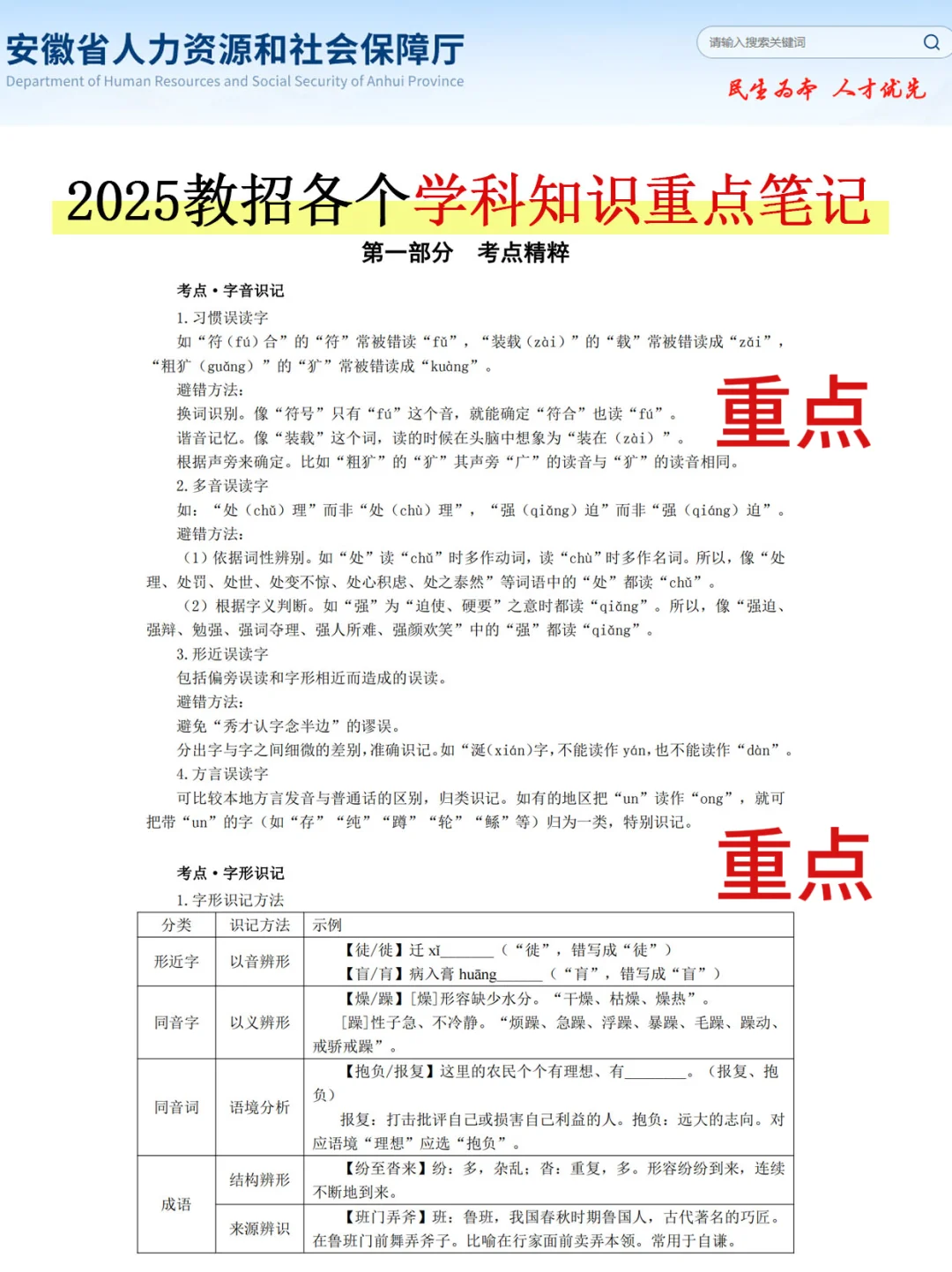 25安徽教师招聘就这7页纸，你们是真不学啊？