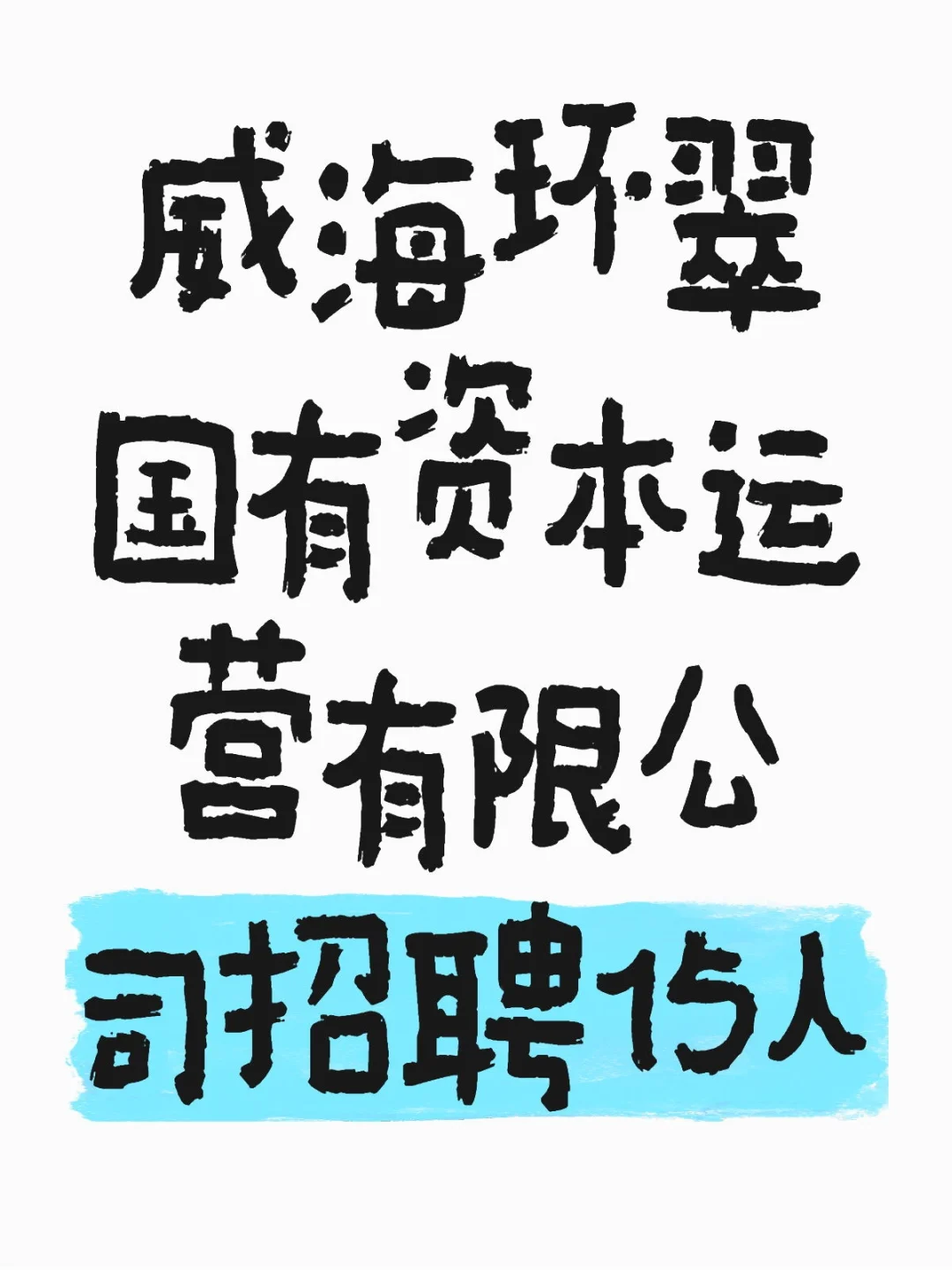 威海环翠国有资本运营有限公司招聘啦