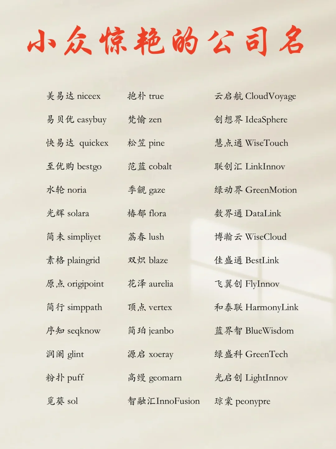 公司起名｜小众惊艳的公司名