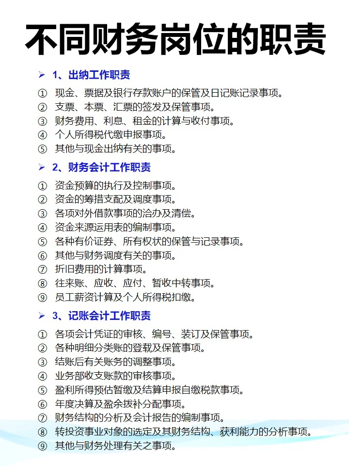 不同财务岗位职责，来看看你到底打了几份工