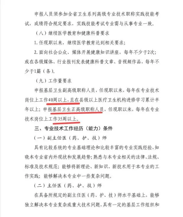 河北省卫生系列基层晋升高级职称条件