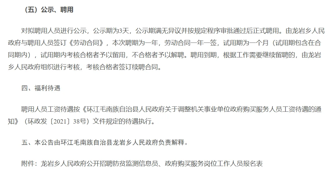 快看👀环江县龙岩乡人民政府招聘啦！