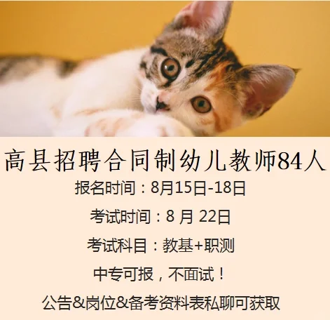 高县‮聘招‬合‮制同‬幼儿‬教师84人
