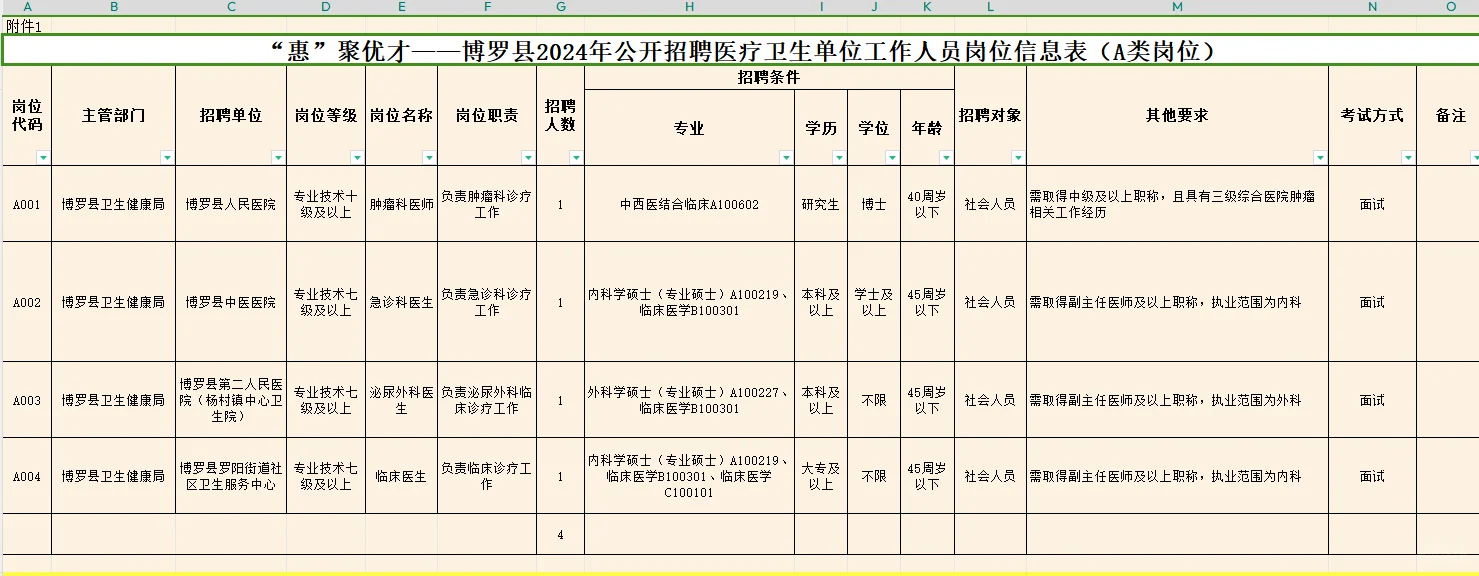 博罗县 2025 年公开招聘医疗卫生招聘