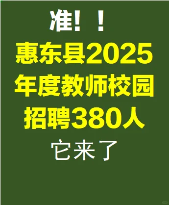 编制！惠东县教师校园招聘380人公告来啦