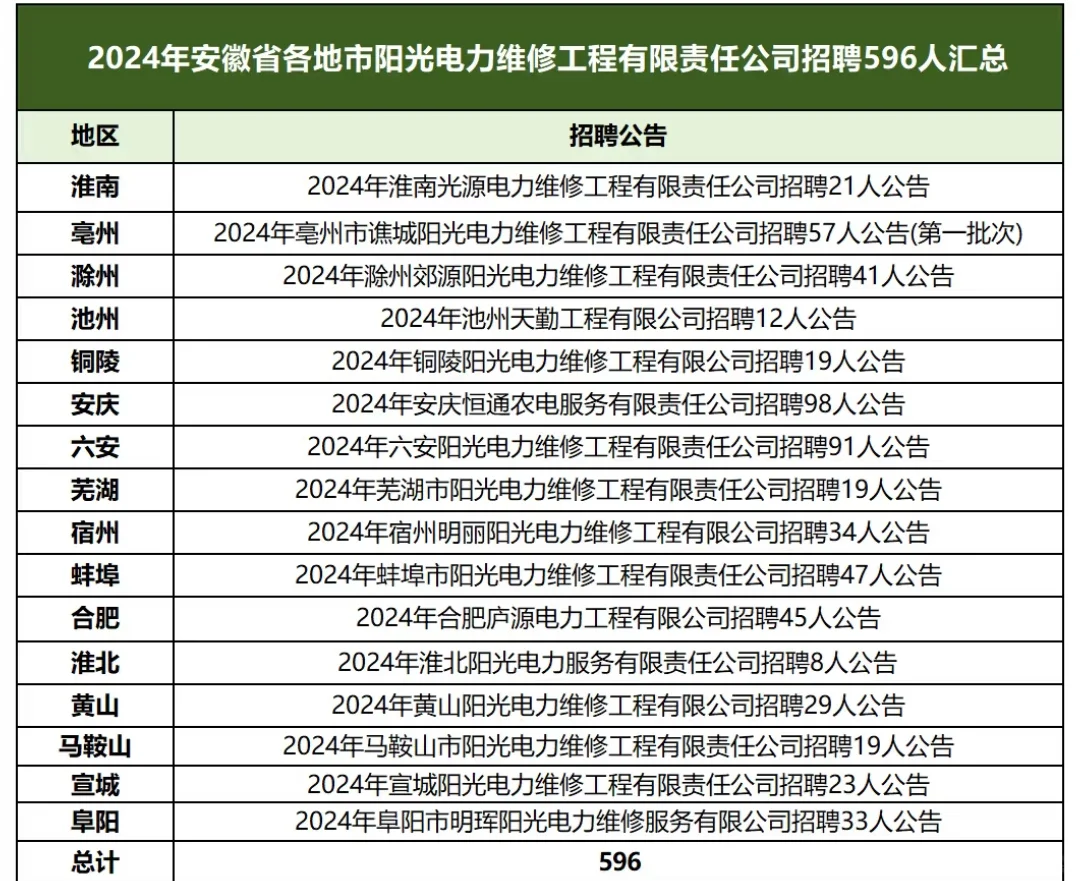 安徽农网（阳光电力公司）