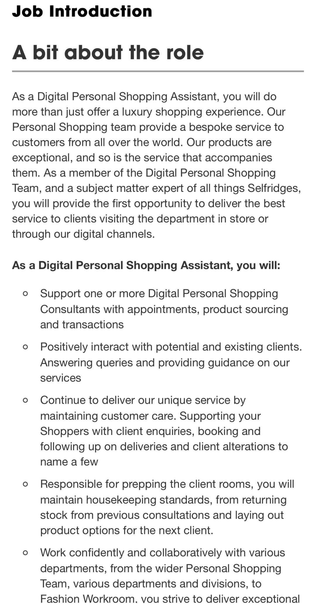 🇬🇧Selfridges欢迎简历！£34k 需普通话母语