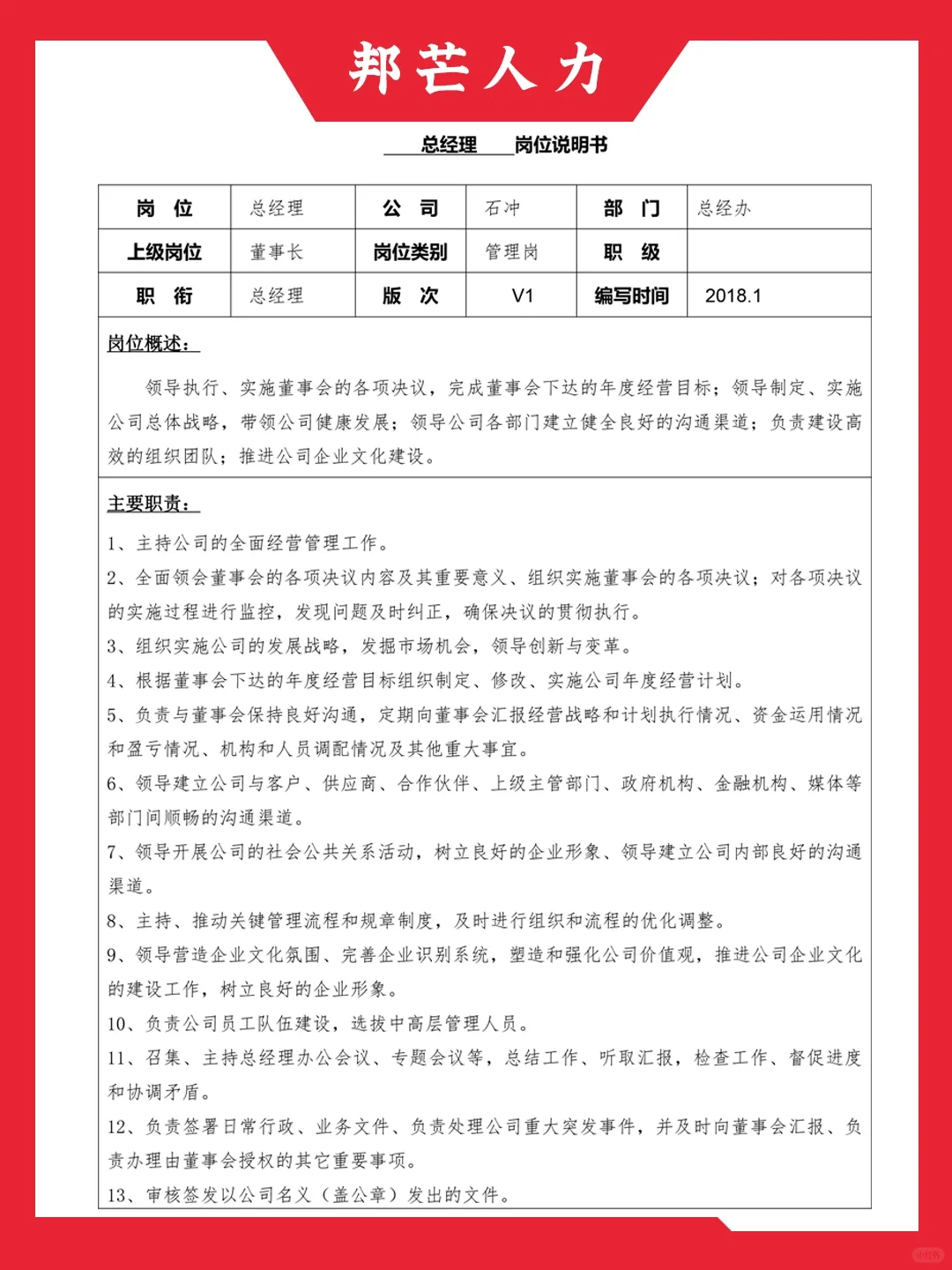 HR干货｜科技公司50个职位说明书