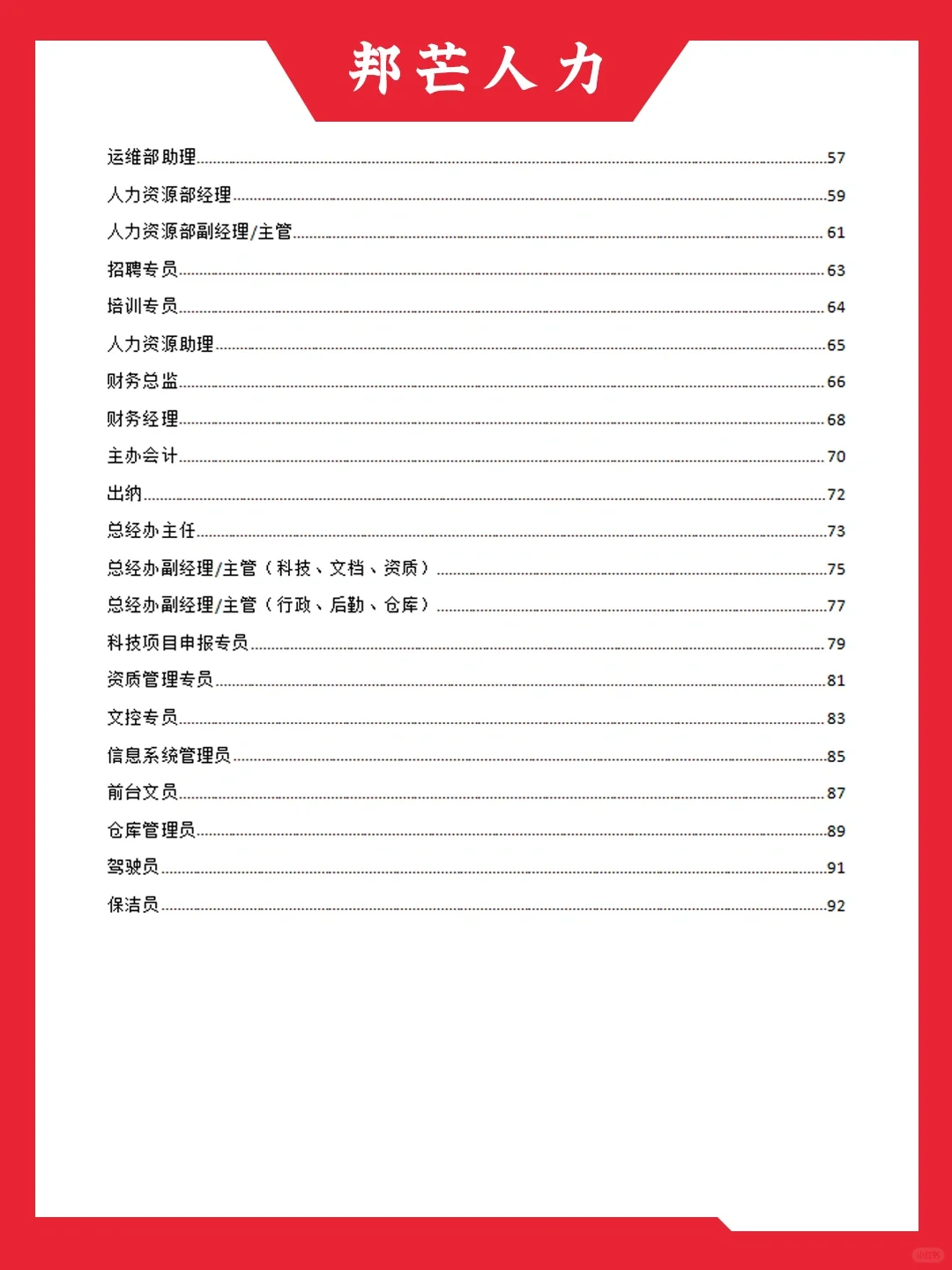 HR干货｜科技公司50个职位说明书