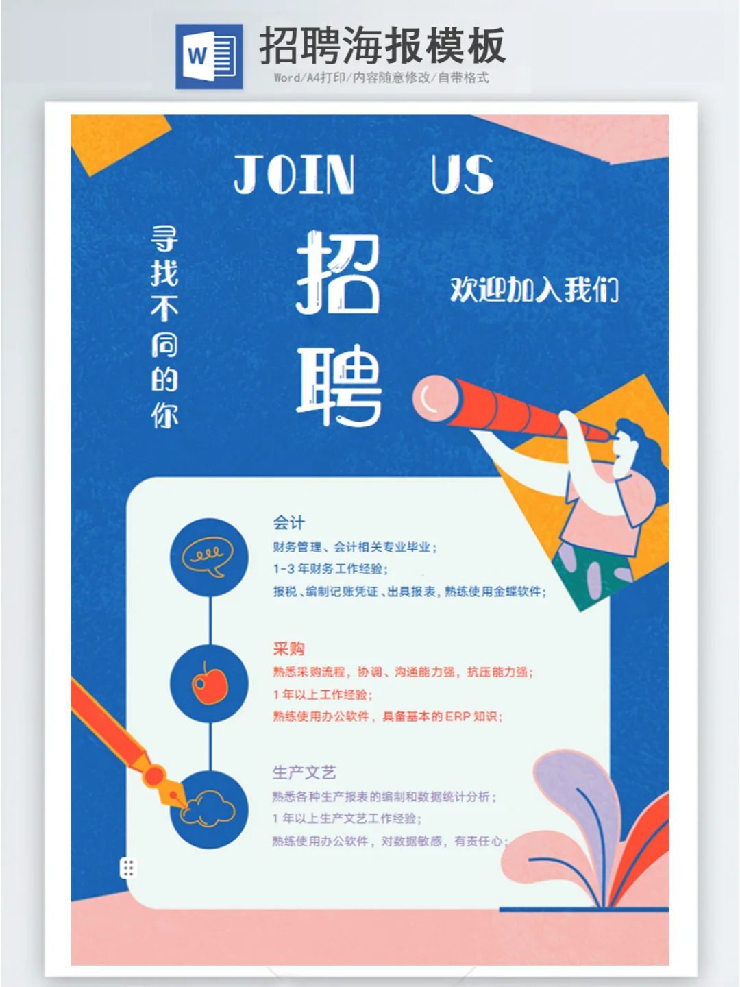 2025人事招聘海报模板word版