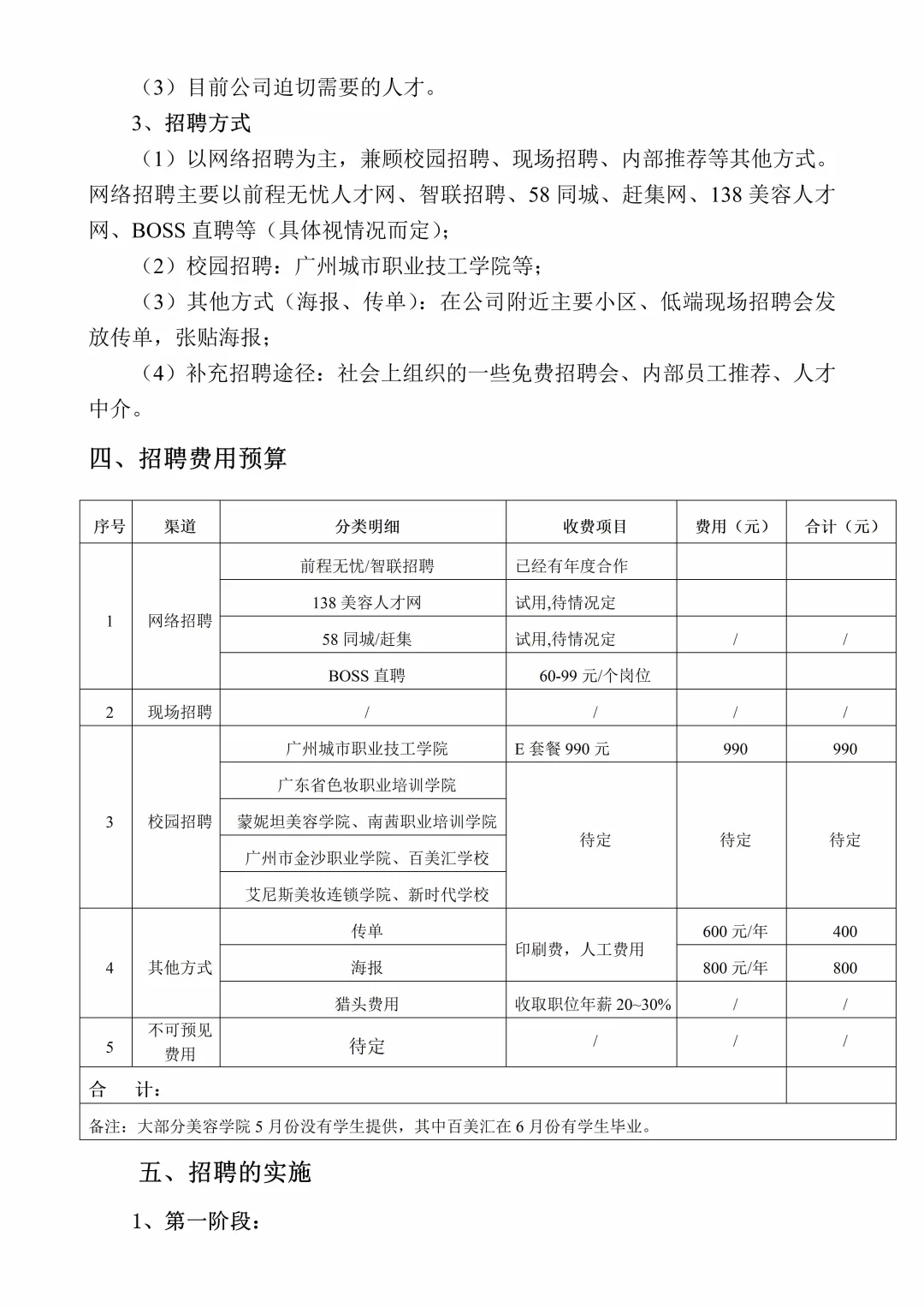 HR干货‼️公司招聘计划书