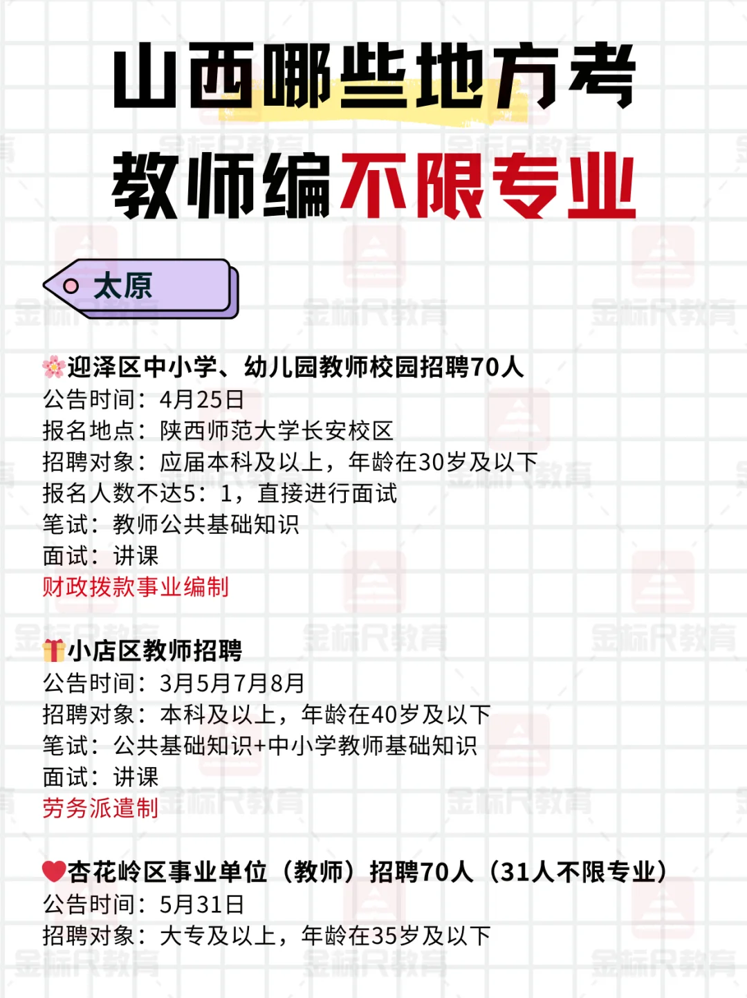 山西这些地方考教师编不限专业！