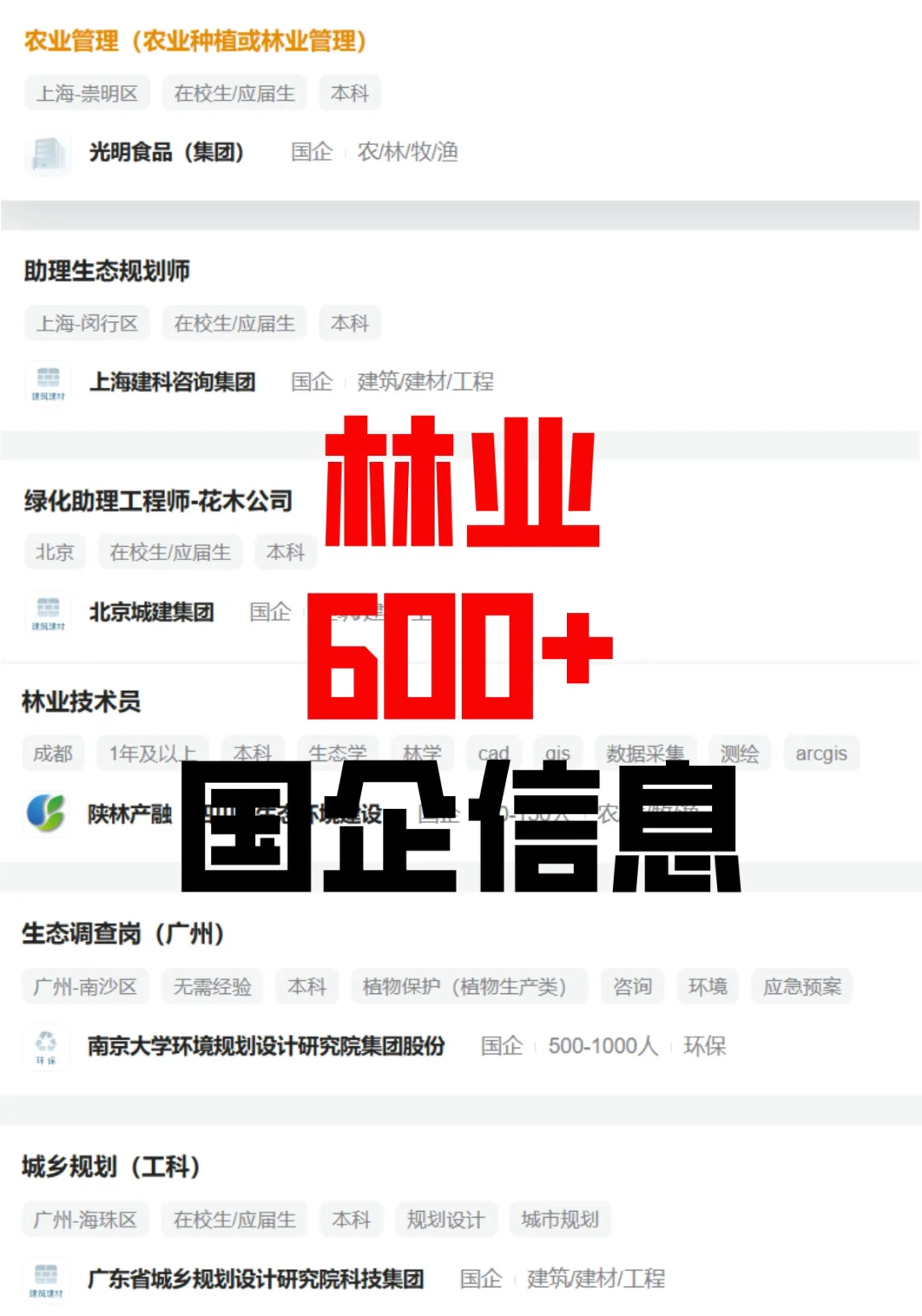 林学类国企岗位捞人啦！