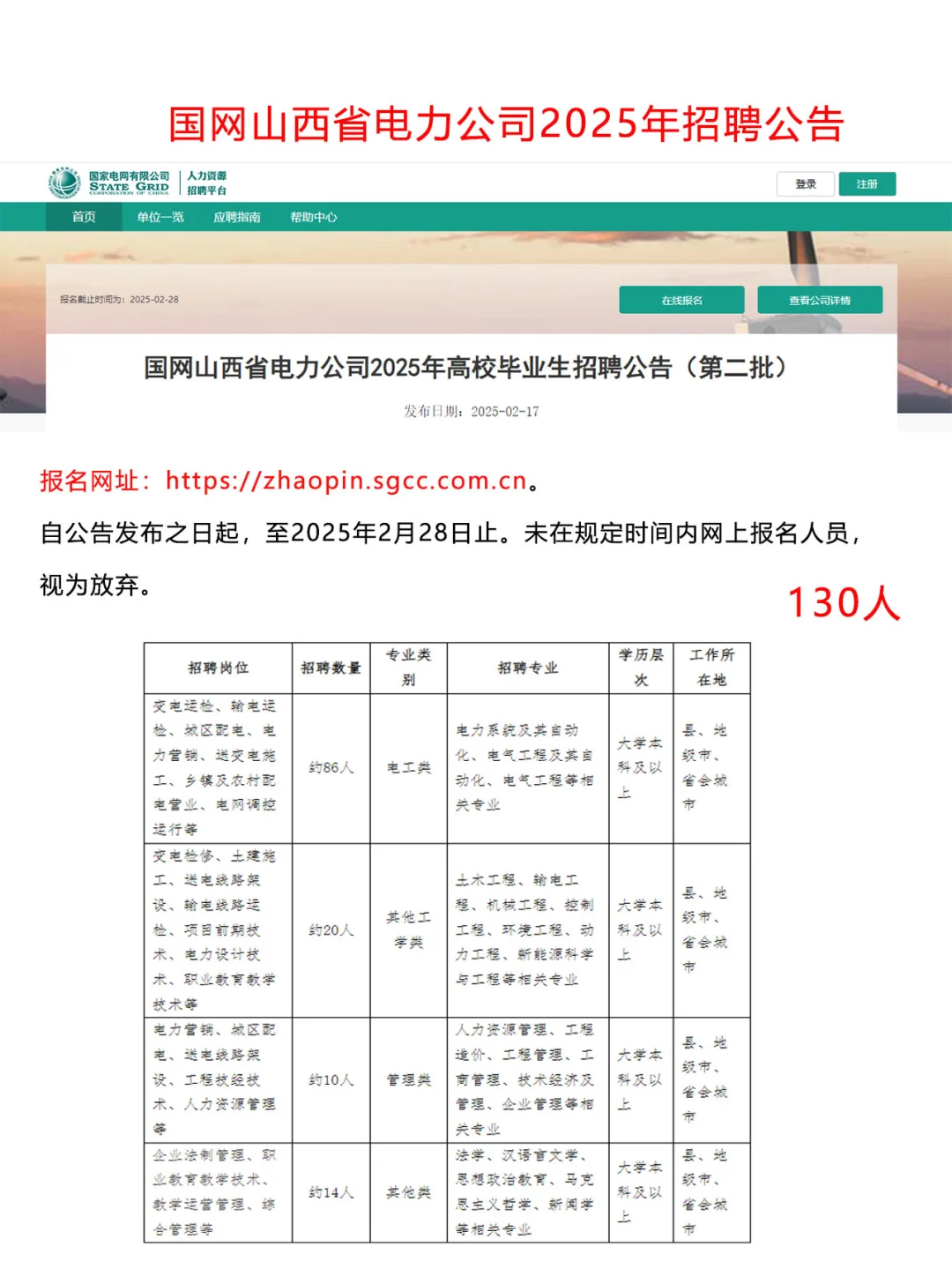 国网山西省电力公司2025年招聘公告