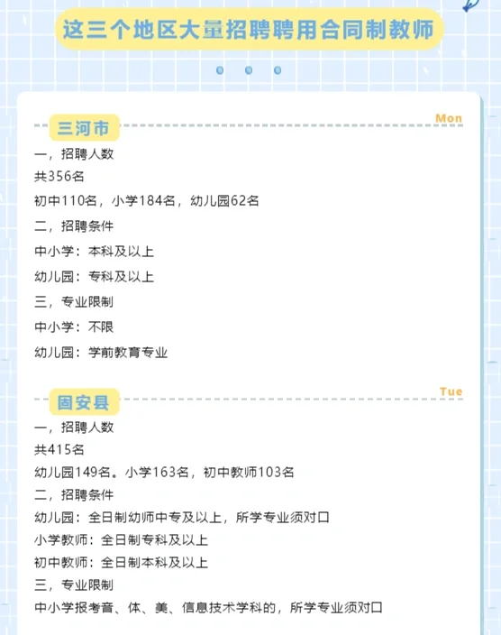 考教师编的看过来，这个三个地区大量招人