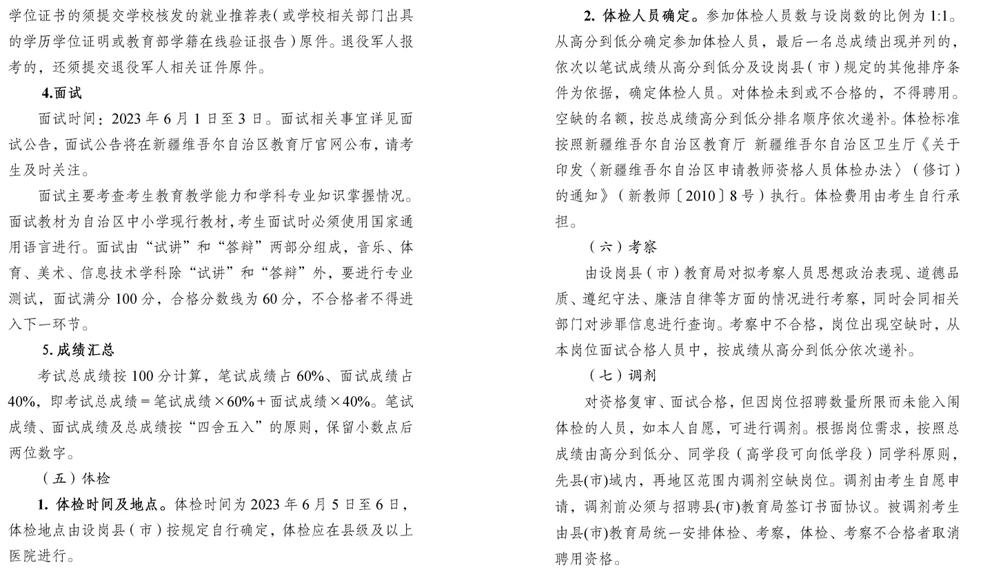 喀什地区2023年招聘中小学教师273人