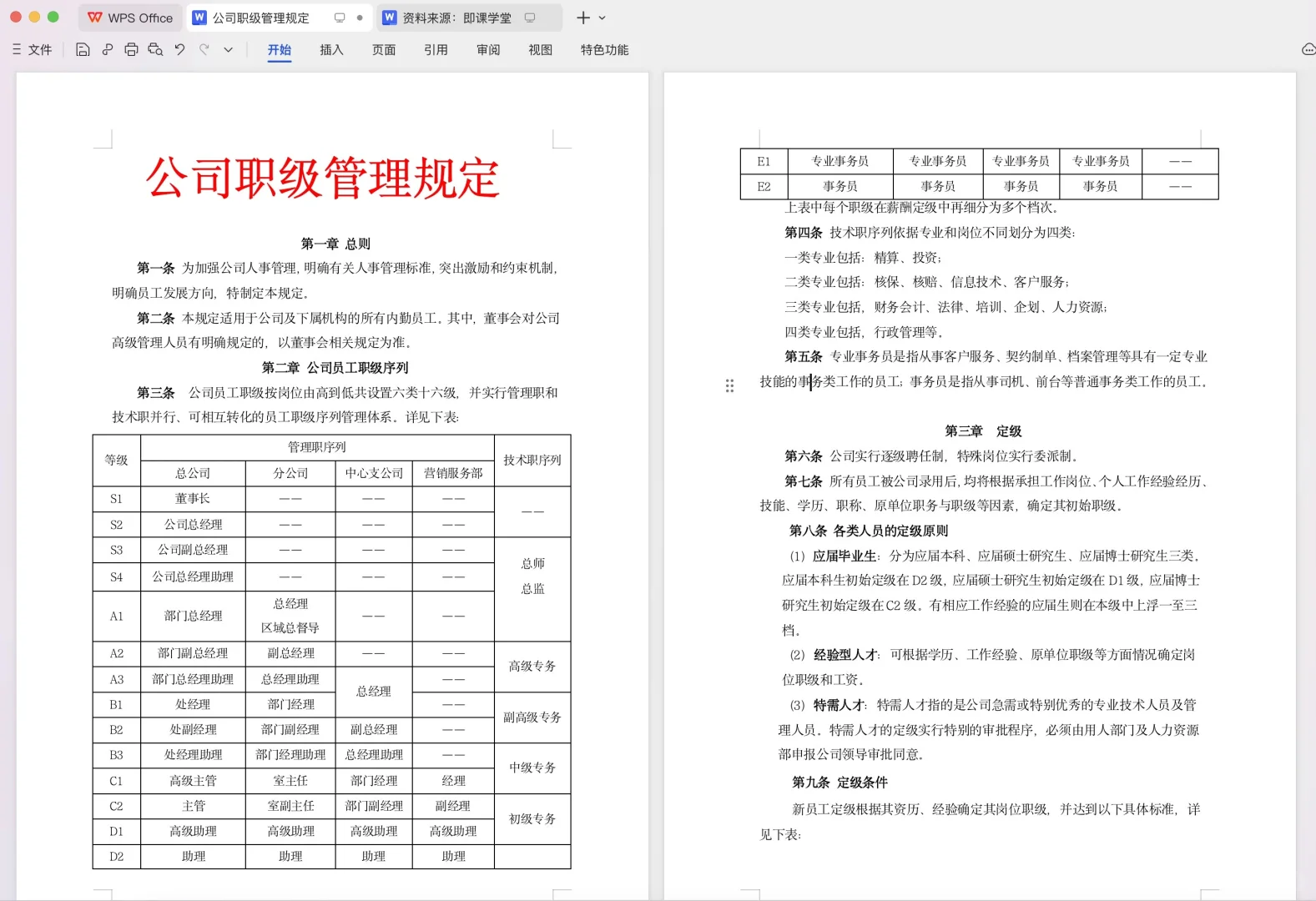 公司职等职级薪酬等级这样设计，太直观了