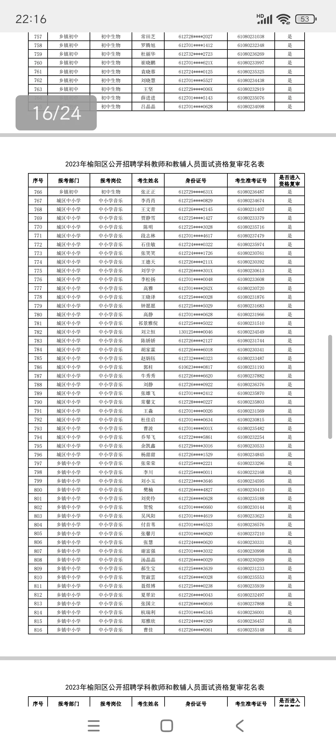 进面名单。