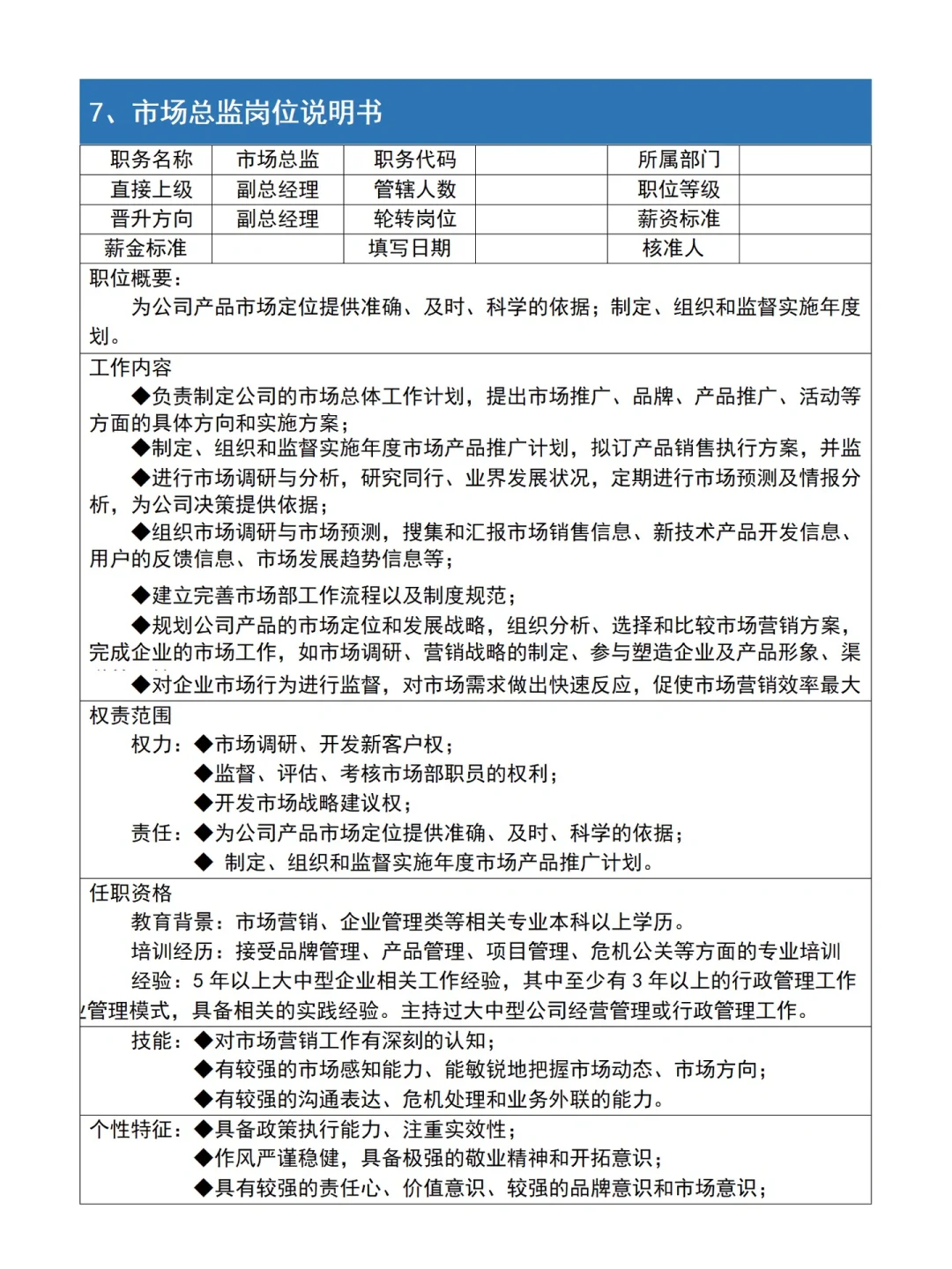 真牛！做好了公司各岗位说明书整理