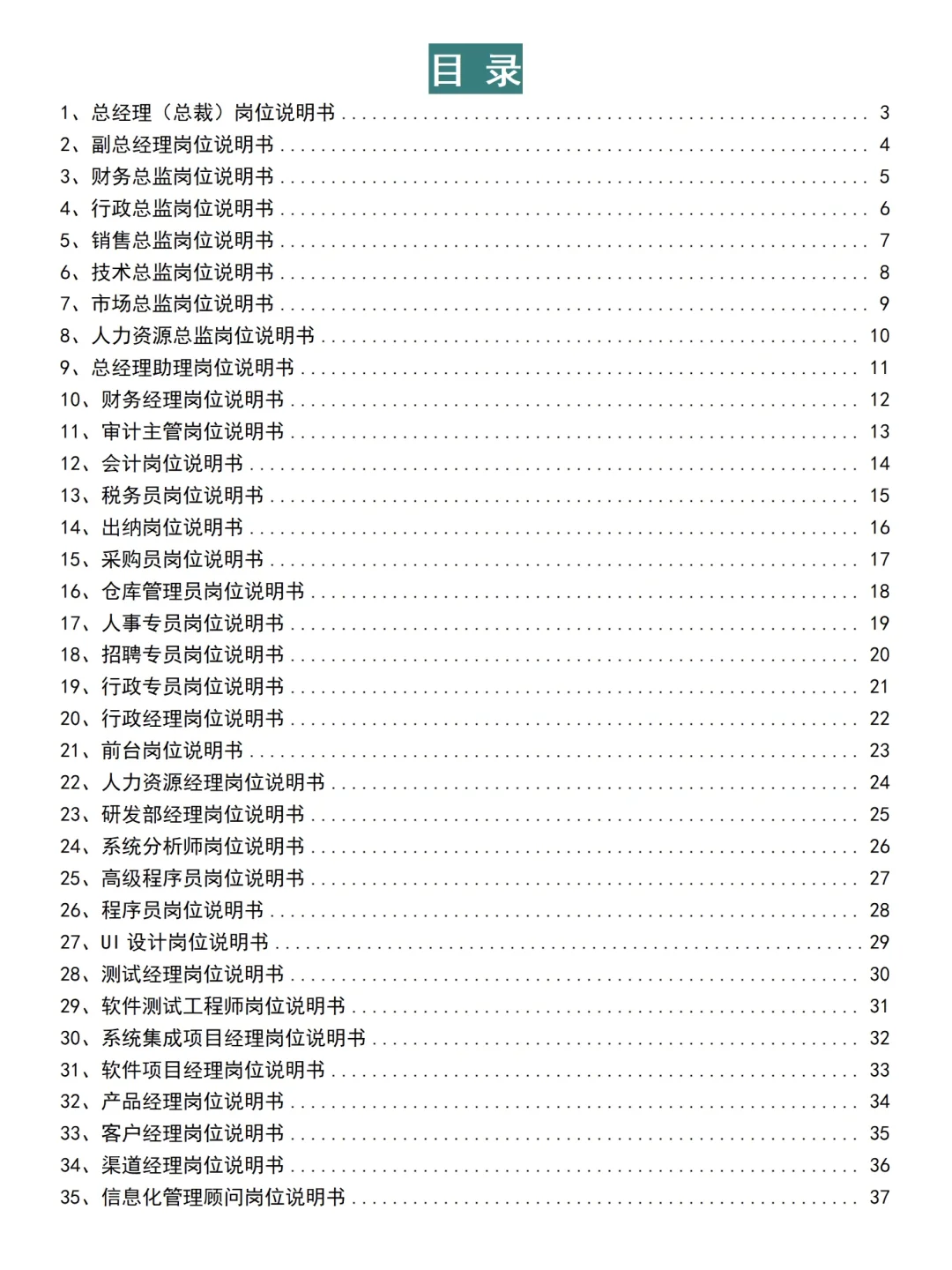 真牛！做好了公司各岗位说明书整理