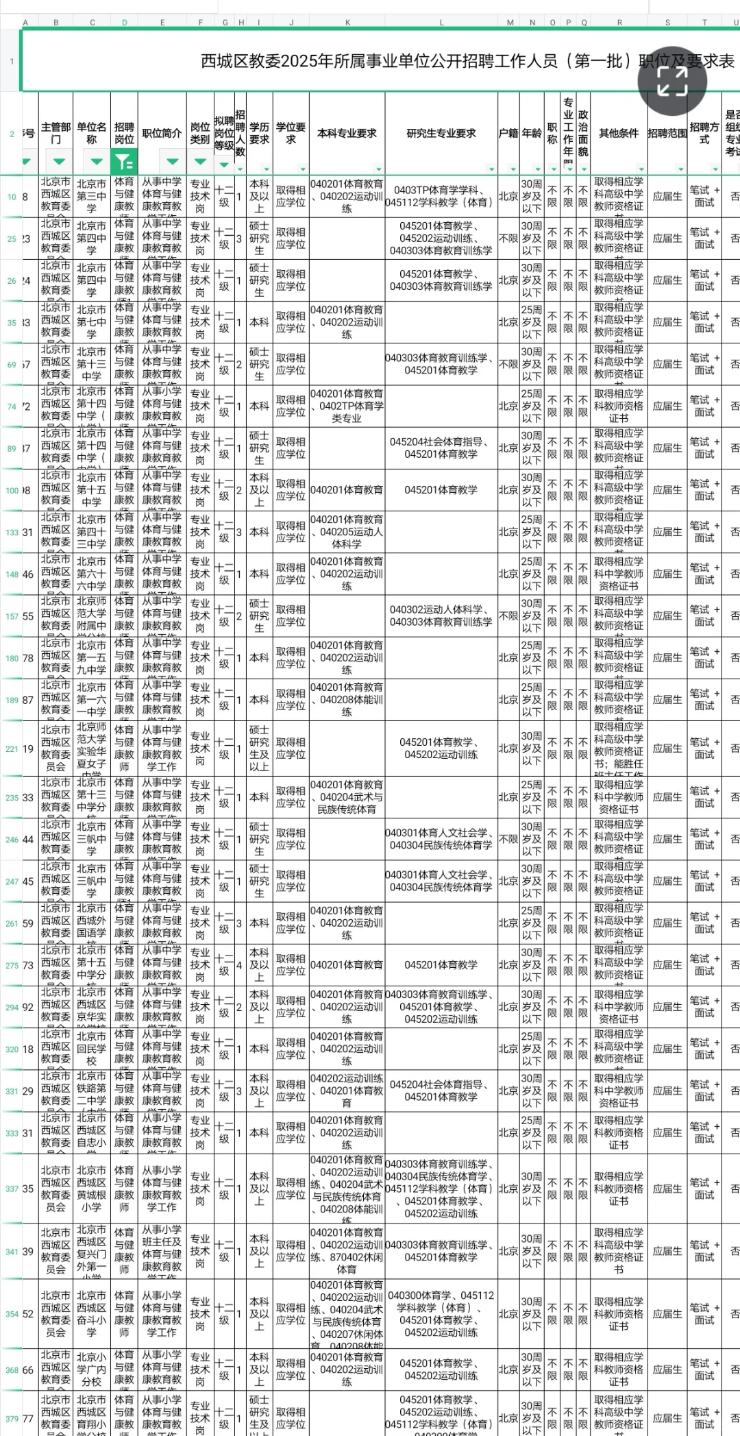 北京招聘体育教师编76人