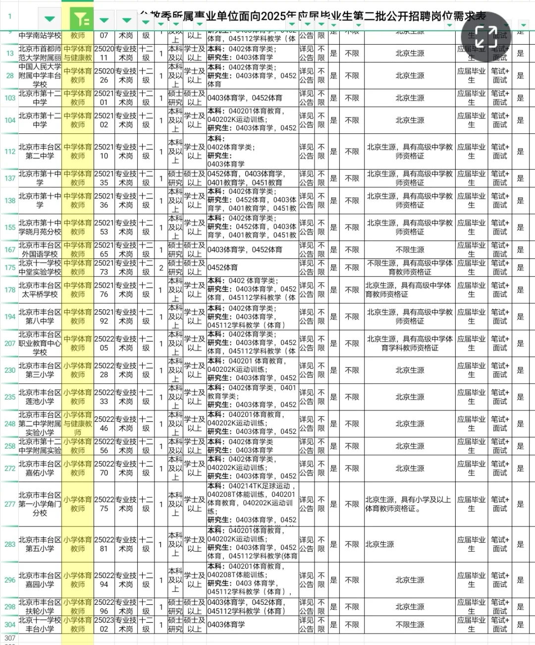 北京招聘体育教师编76人