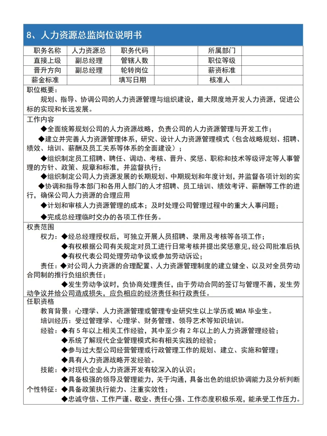 真牛！做好了公司各岗位说明书整理