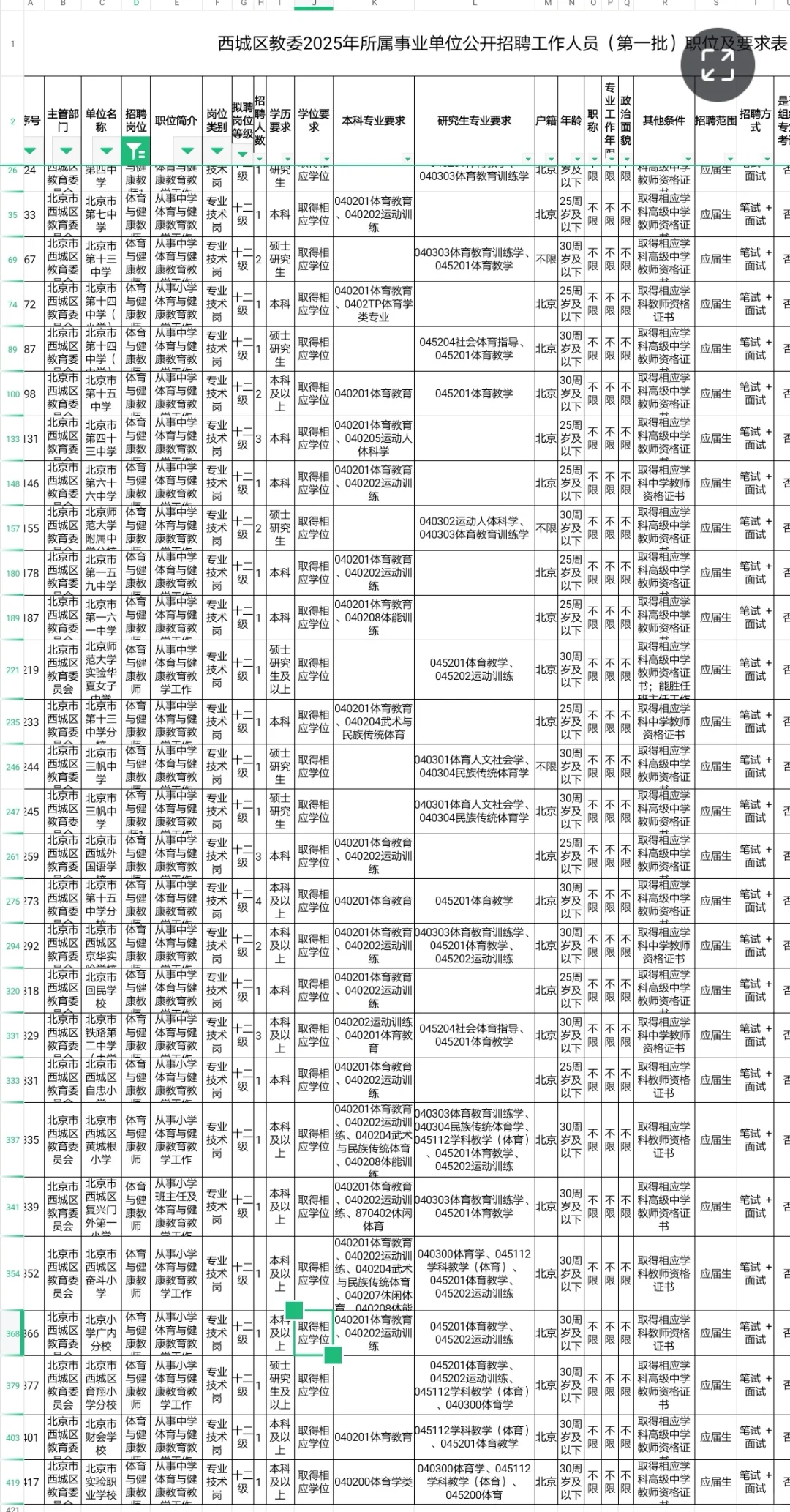 北京招聘体育教师编76人