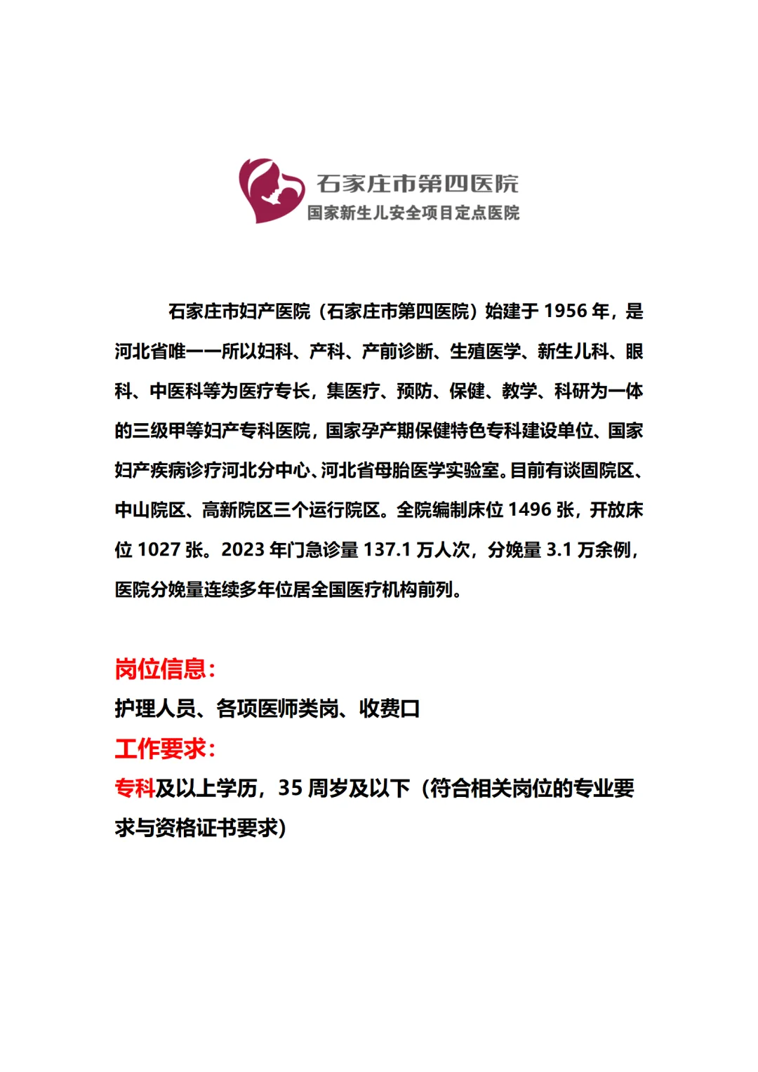 石市四院有名额