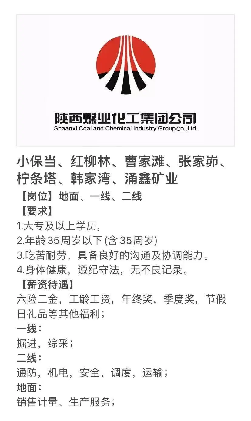 陕煤春招储备名额