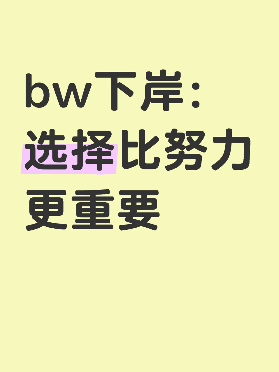 bw下岸感悟