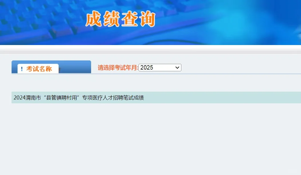 2024年渭南县管镇聘村用笔试成绩查询入口