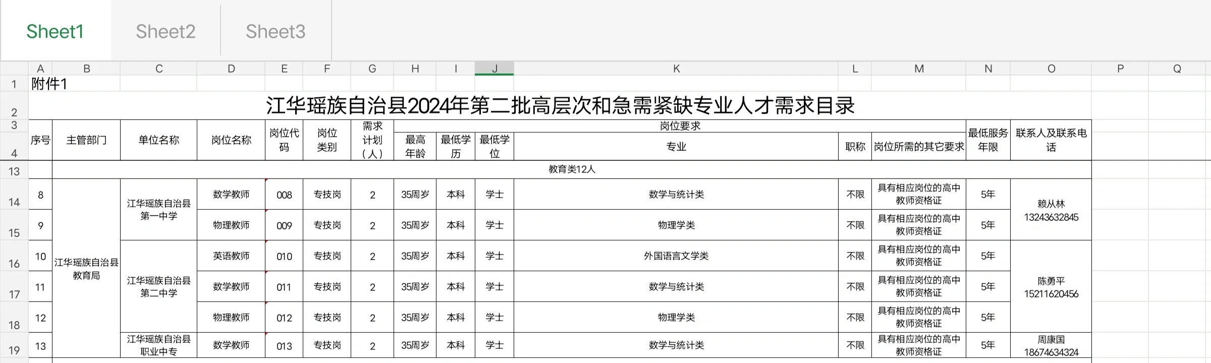 教师编制招聘——江华瑶族自治县