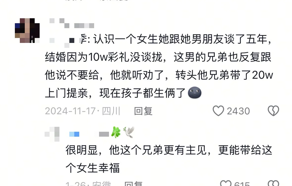 大家那边地区都是多少钱彩礼呢