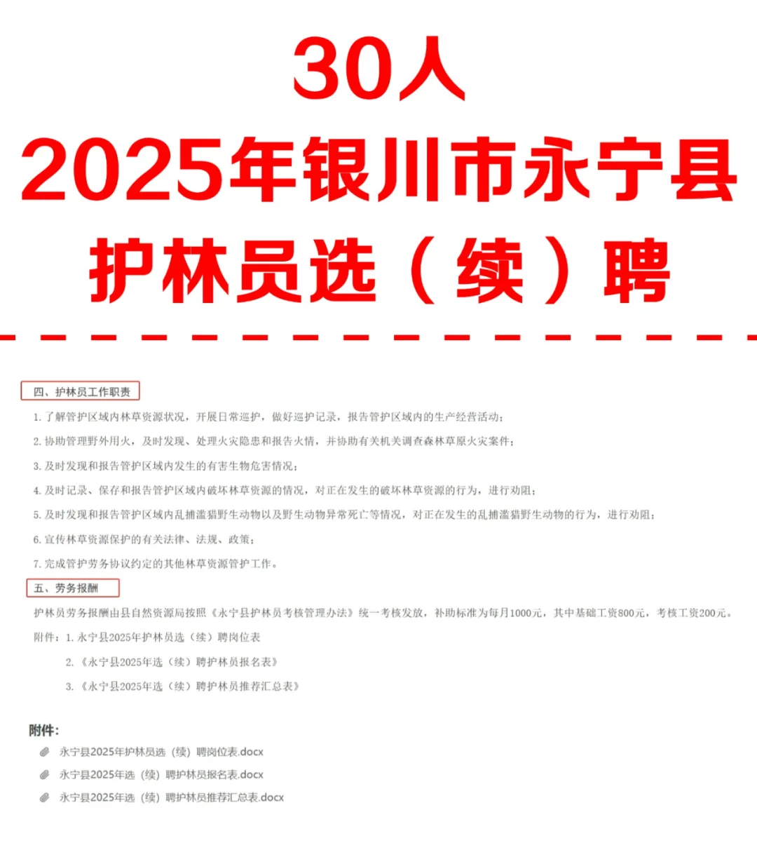30人！25年永宁县护林员选（续）聘