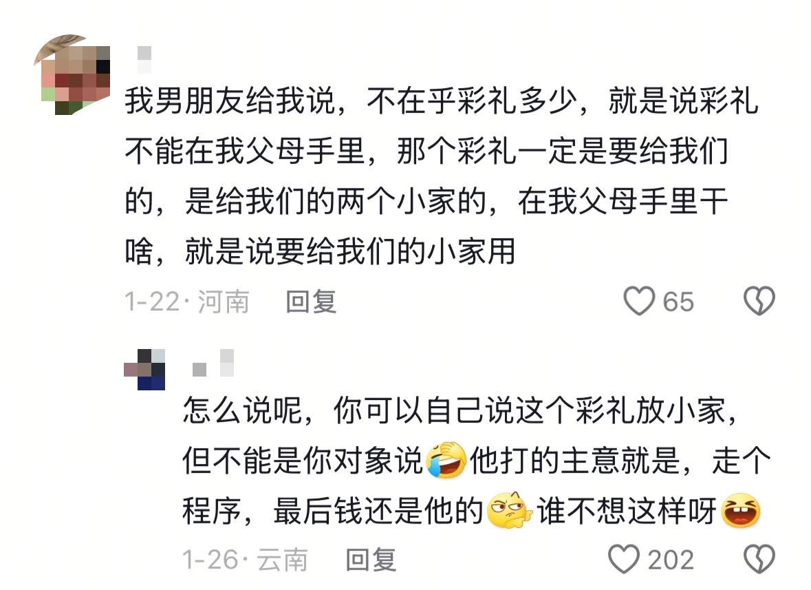 大家那边地区都是多少钱彩礼呢