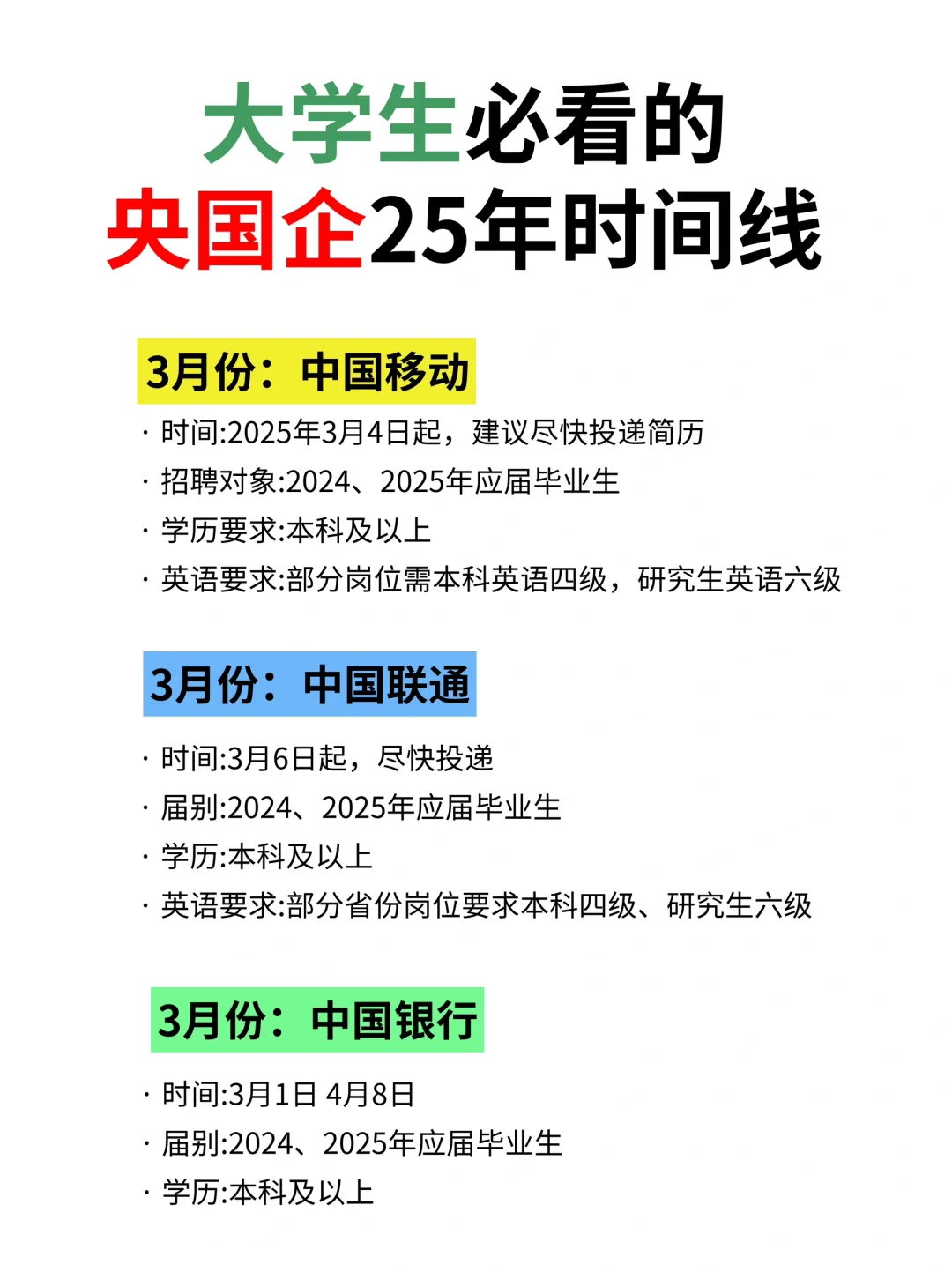 🔥24届25届必看的！2025年央国企春招时间线