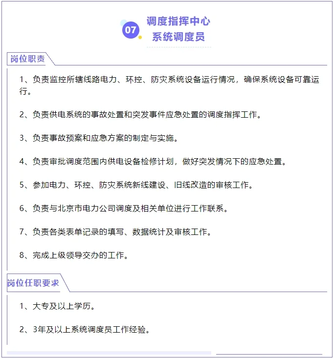 北京轨道运营公司11个岗位在招聘等你加入！