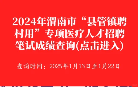2024年渭南县管镇聘村用笔试成绩查询入口