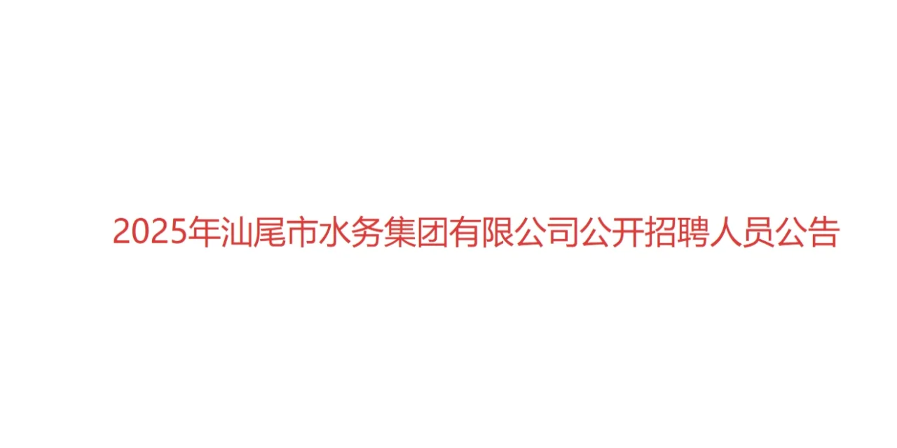 汕尾市水务集团2025年招聘，共招8人