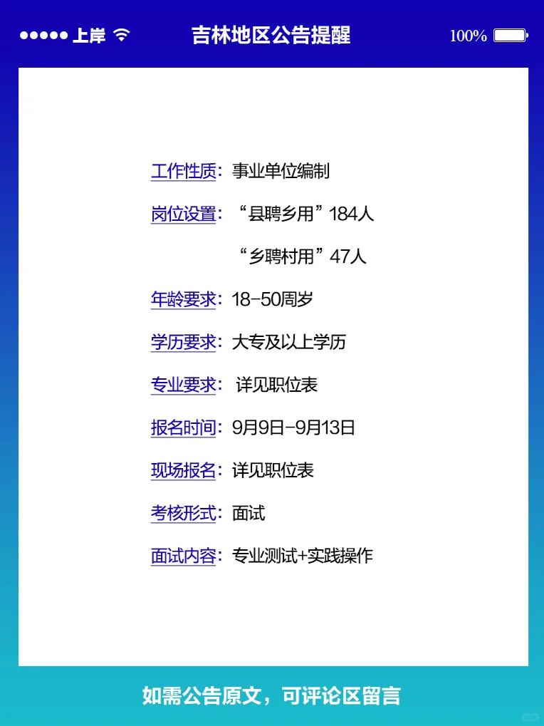 2024年吉林基层卫生专业技术人员231人公告