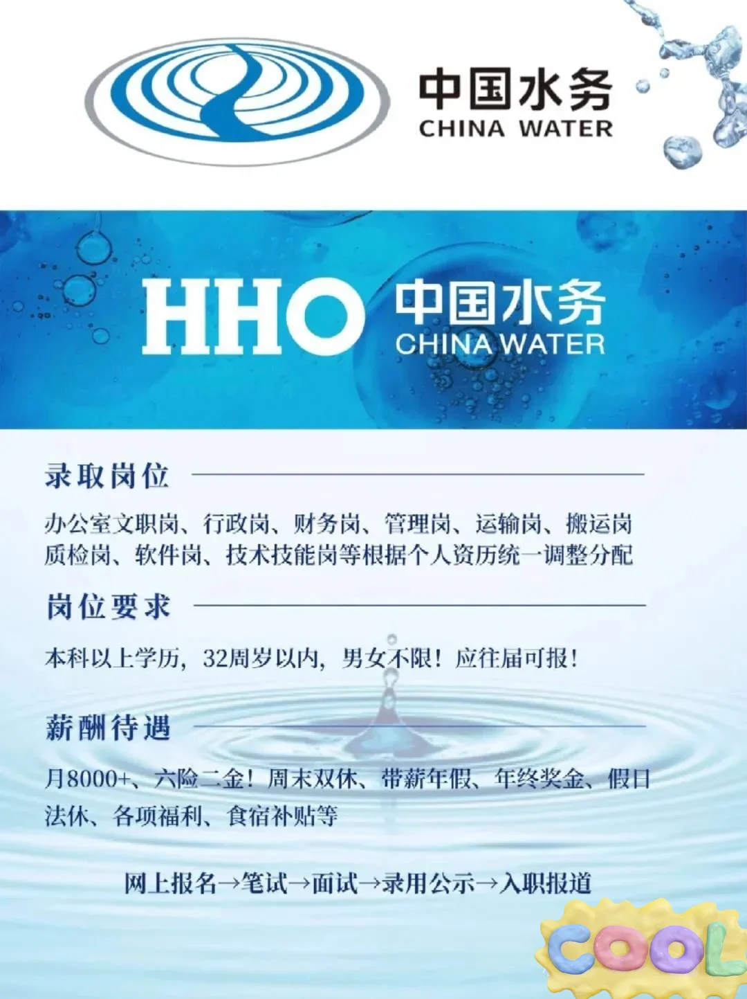 水务岗位已出！应往届生均可报！【正式直签