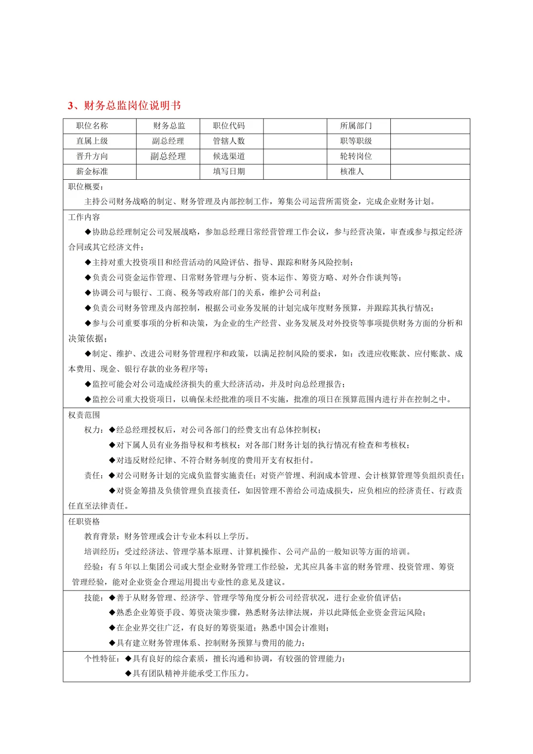 公司各岗位岗位说明书大全。