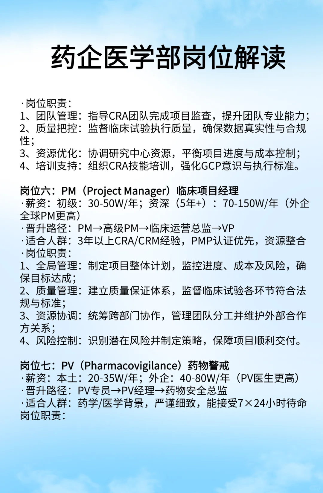 药企医学部10大岗位详细解读