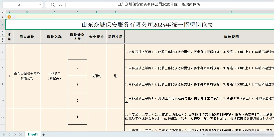 聊城国企—众城保安公司招人