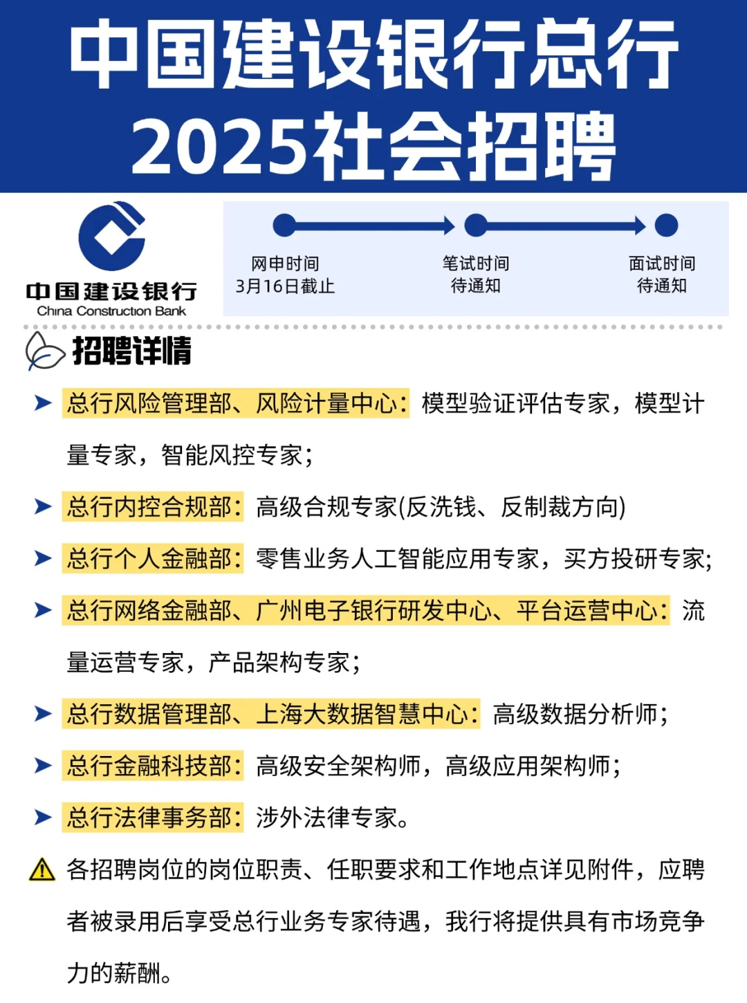 2025中国建设银行总行社会招聘开启，快来！