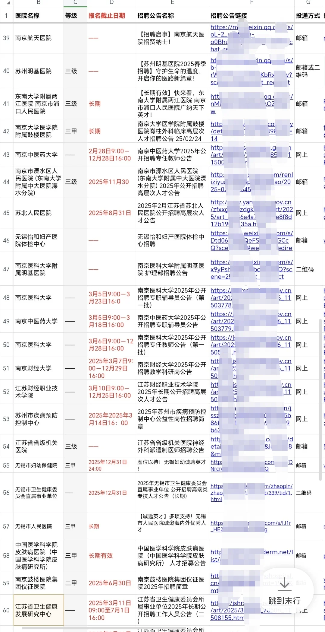 江苏南京苏州无锡正在进行招聘的70家医院
