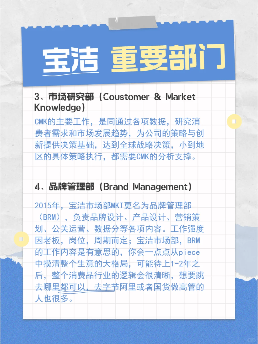 快消公司 | 宝洁 | 重要部门