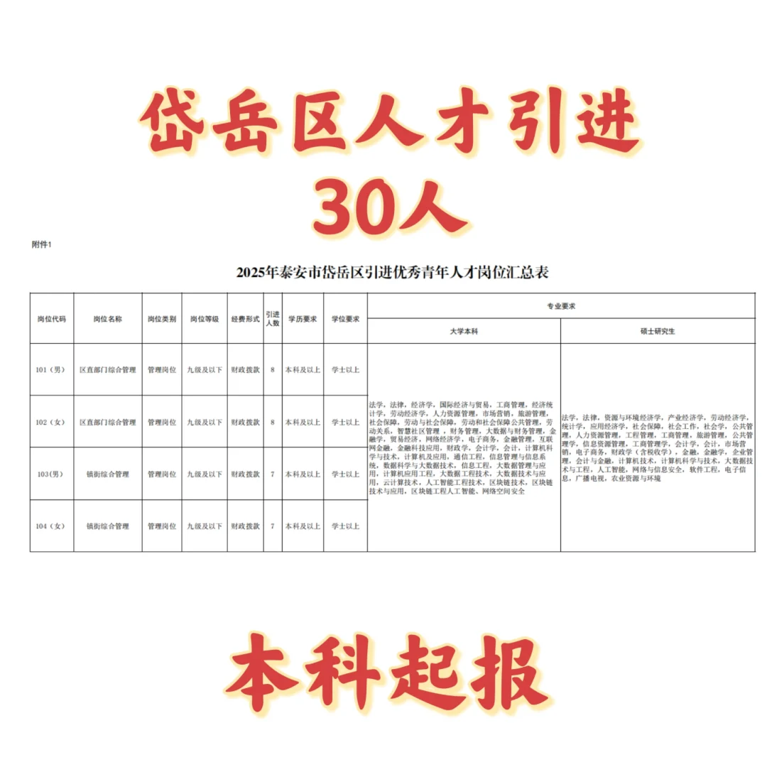 岱岳区人才引进来啦